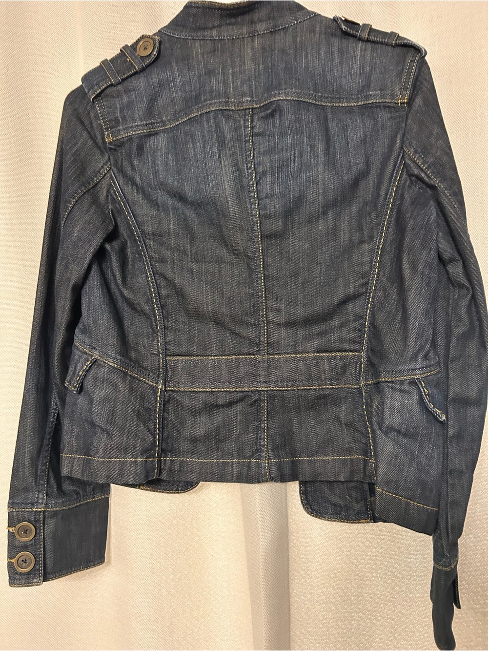 Massimo Dutti Dark Blue Denim Jacket with Contrast Stitching
